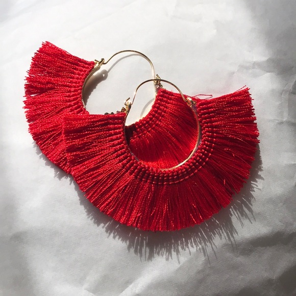 Gold Tassel Earrings - Picture 3 of 4